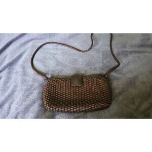 Talbots‎ Leather Woven Crossbody Purse Bag,  Brown